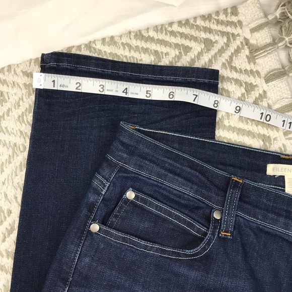 Eileen Fisher Straight Leg Dark Wash Jeans - Picture 6 of 8